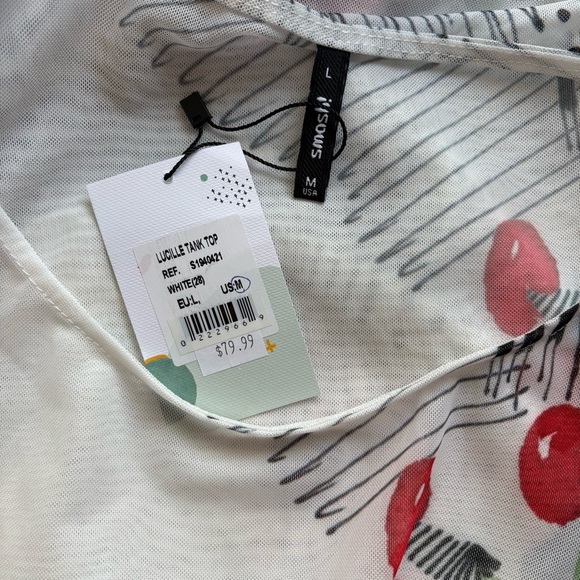 NWT Smash Woman’s M Mesh Floral Print White Sleeveless Top - Picture 6 of 7